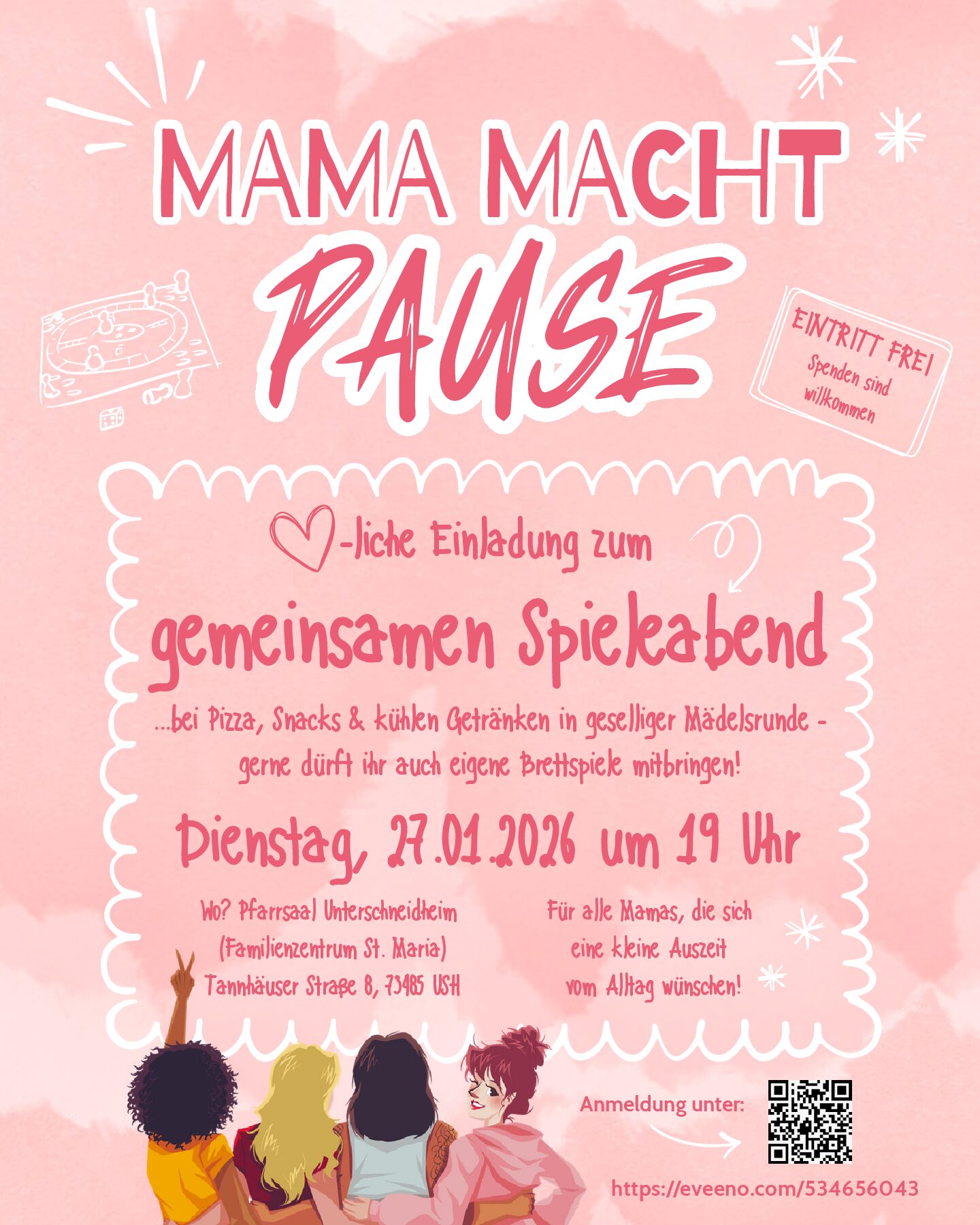 Mama macht Pause: Spieleabend am 27.01.26 in Unterschneidheim